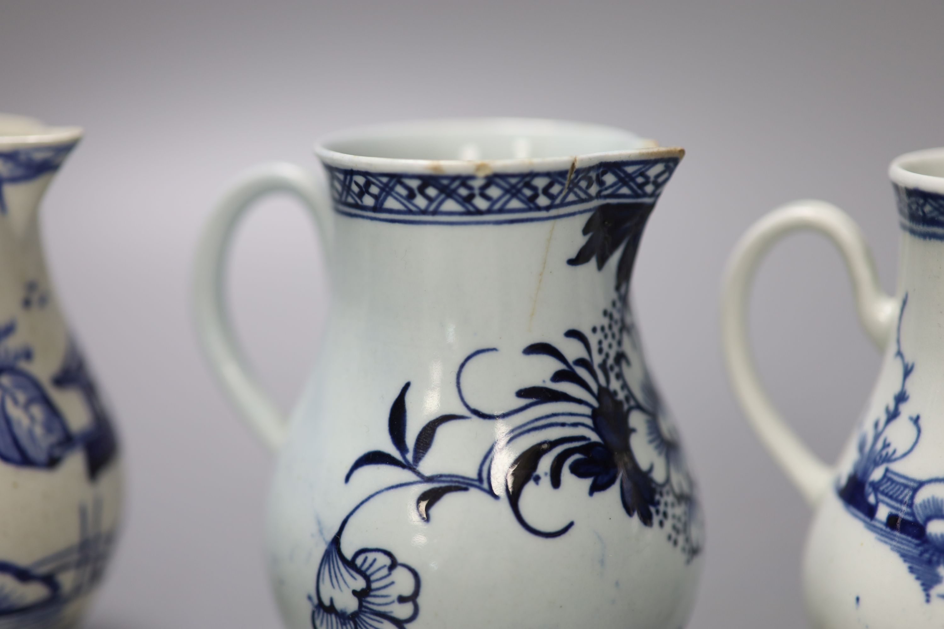 Three Liverpool sparrow beak jugs,